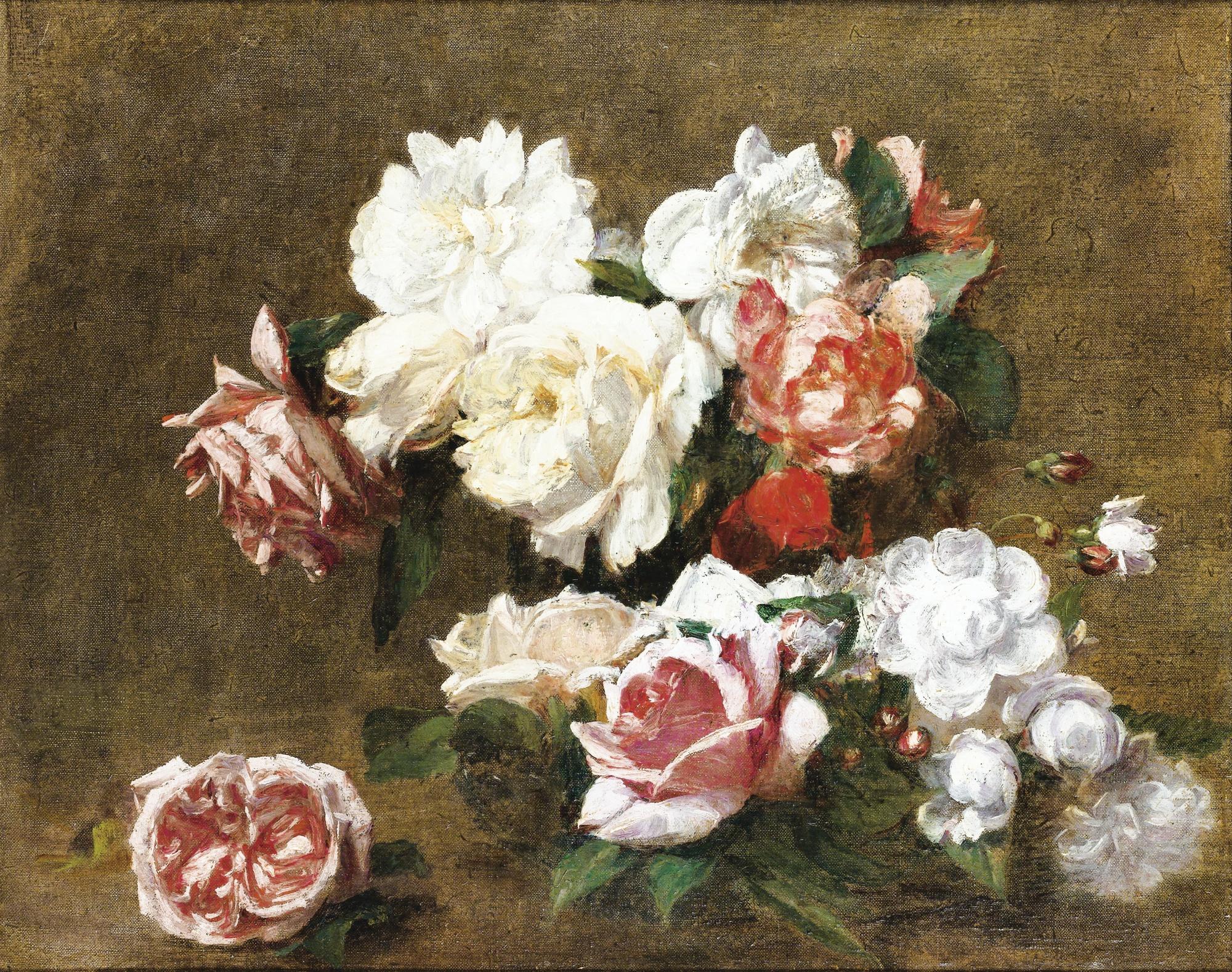 Victoria Fantin-Latour - Jeté De Fleursvictoria Fantin-Latour, Née Dubourg ; Flowers ; Signed And Dated  92 Upper Left ; Oil On Canvas