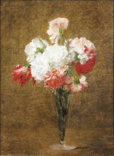 Victoria Fantin-Latour - Vase D\'Oeilletsvictoria Fantin-Latour, Née Dubourg ; Carnations In A Vase ; Signed Lower Left ; Oil On Canvas