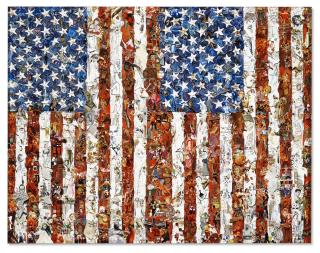 Vik Muniz - Two Flags, after Jasper Johns, Repro