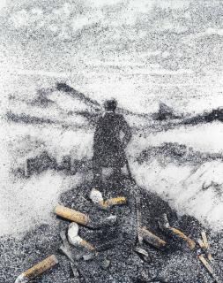 Vik Muniz - Wanderer Above The Sea Of Ashes, After Caspar David Friedrich