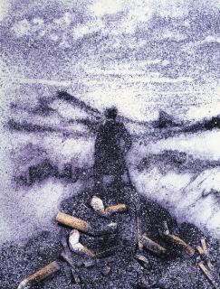 Vik Muniz - Wanderer Above the Sea of Ashes, after Caspar David Friedrich