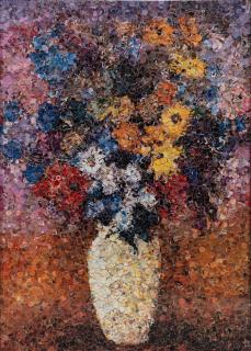 Vik Muniz - White Vase with Flowers, after Odilon Redon (Series: Pictures of Magazines, Still Life), 2004