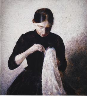 Vik Muniz - Young Girl Sewing, After Vilhelm Hammershoi (From Pictures Of Pigment)