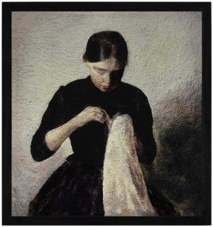 Vik Muniz - Young Girl Sewing, After Vilhem Hammershoi