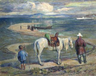Vikentii Trofimov - Kazakhs with a horse at a crossing