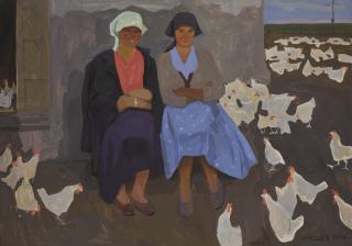 Viktor Efimovich Popkov - Chicken Farmers Zina And Tamara From The Tselinnyi Sovkhoz Izhevskiy Series