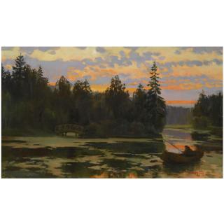 Viktor Ivanovich Zarubin - Fisherman At Twilight