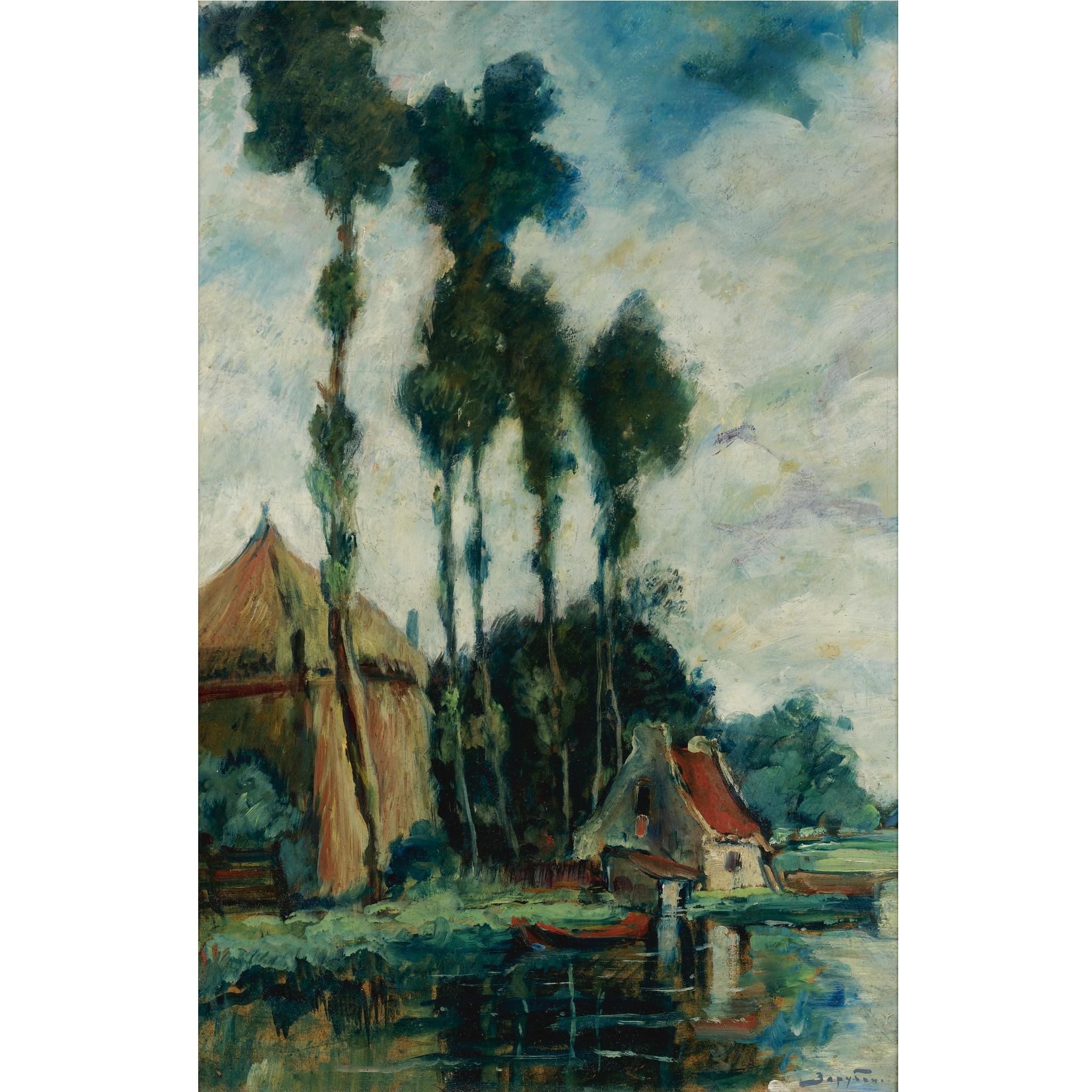 Viktor Ivanovich Zarubin - Poplars By A Riverside