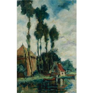 Viktor Ivanovich Zarubin - Poplars By A Riverside