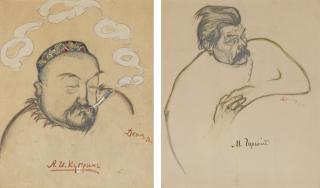 Viktor Nikolaevich Denisov - Two Portraits: Alexander Kuprin And Maxim Gorky