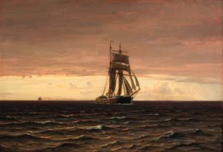 Vilhelm Arnesen - A topsail schooner at Dusk