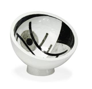 Vilhelm Bjerke Petersen - A Unique Glazed And Painted Stoneware Bowl, 1954