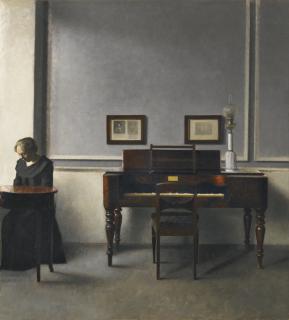 Vilhelm Hammershøi - Danish ida In An Interior With Piano