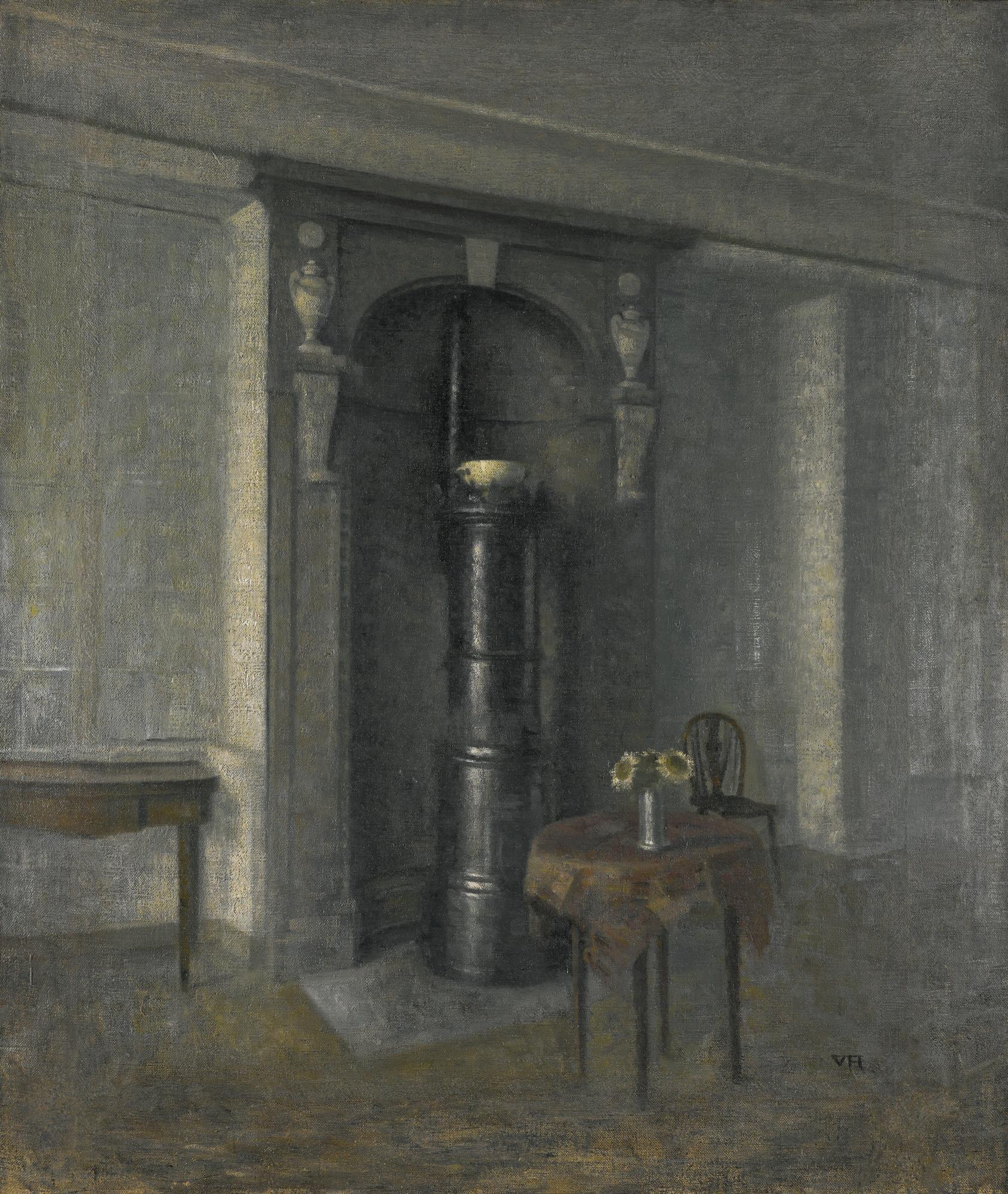 Vilhelm Hammershøi - Danish interior With A Marble Niche