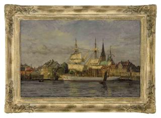 Vilhelm Karl Ferdinand Arnesen - A schooner in the harbor of Helsingor, Denmark