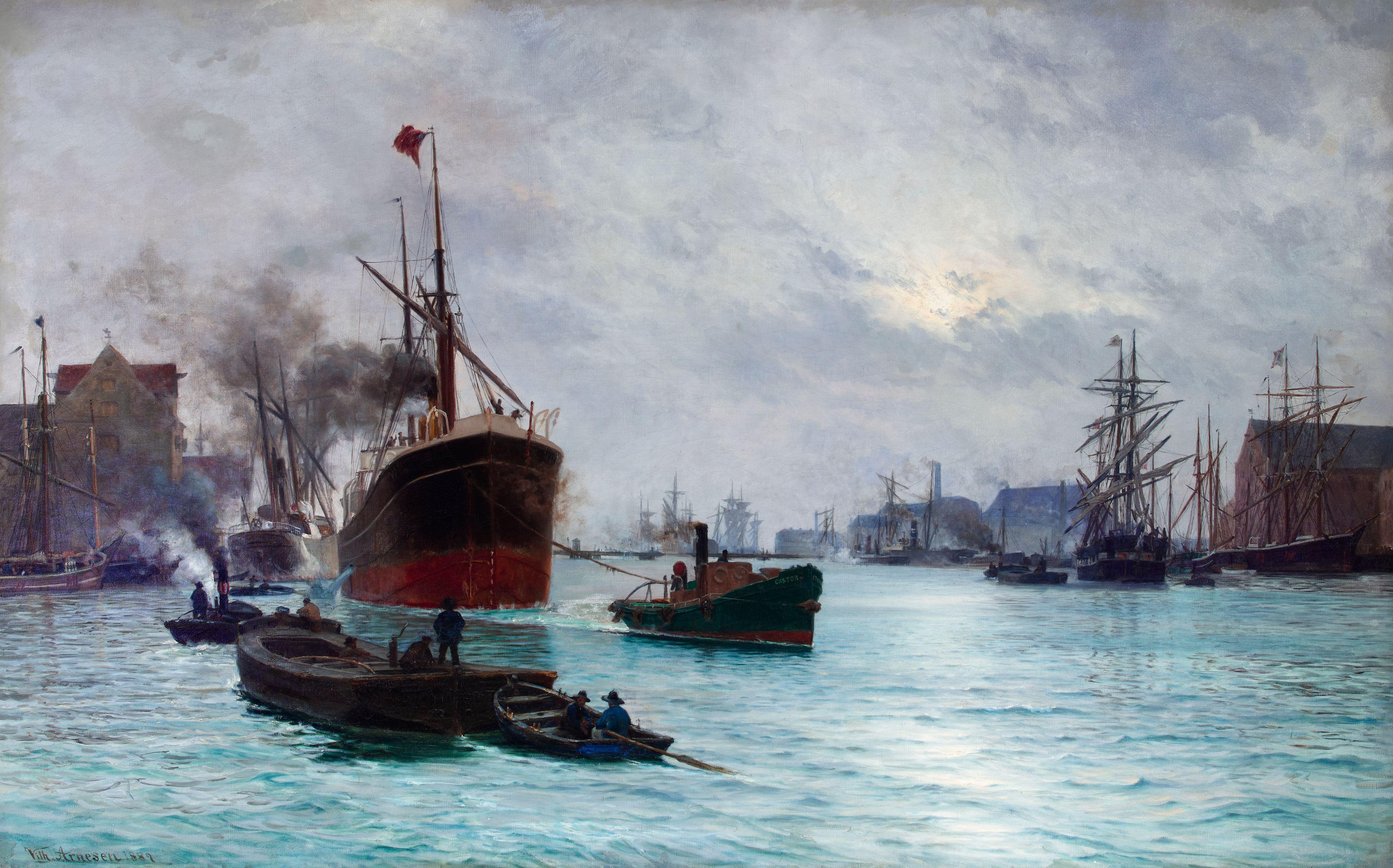Vilhelm Karl Ferdinand Arnesen - Harbor Scene 47 x 74 1/2in (119.4 x 189cm)