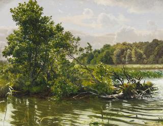 Vilhelm Kyhn - Weidenbruch am Seeufer