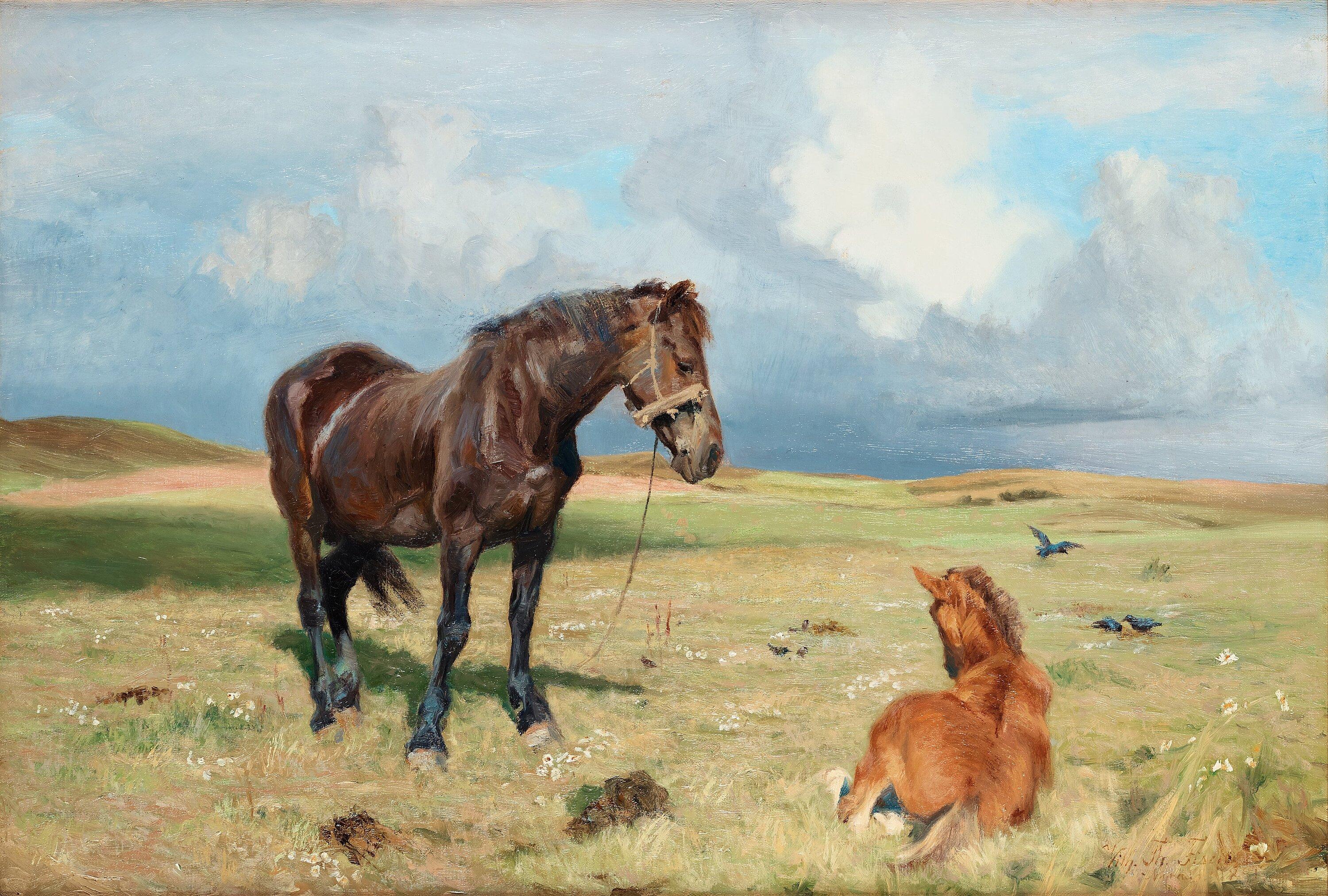 Vilhelm Theodor Fischer - Horses on a field