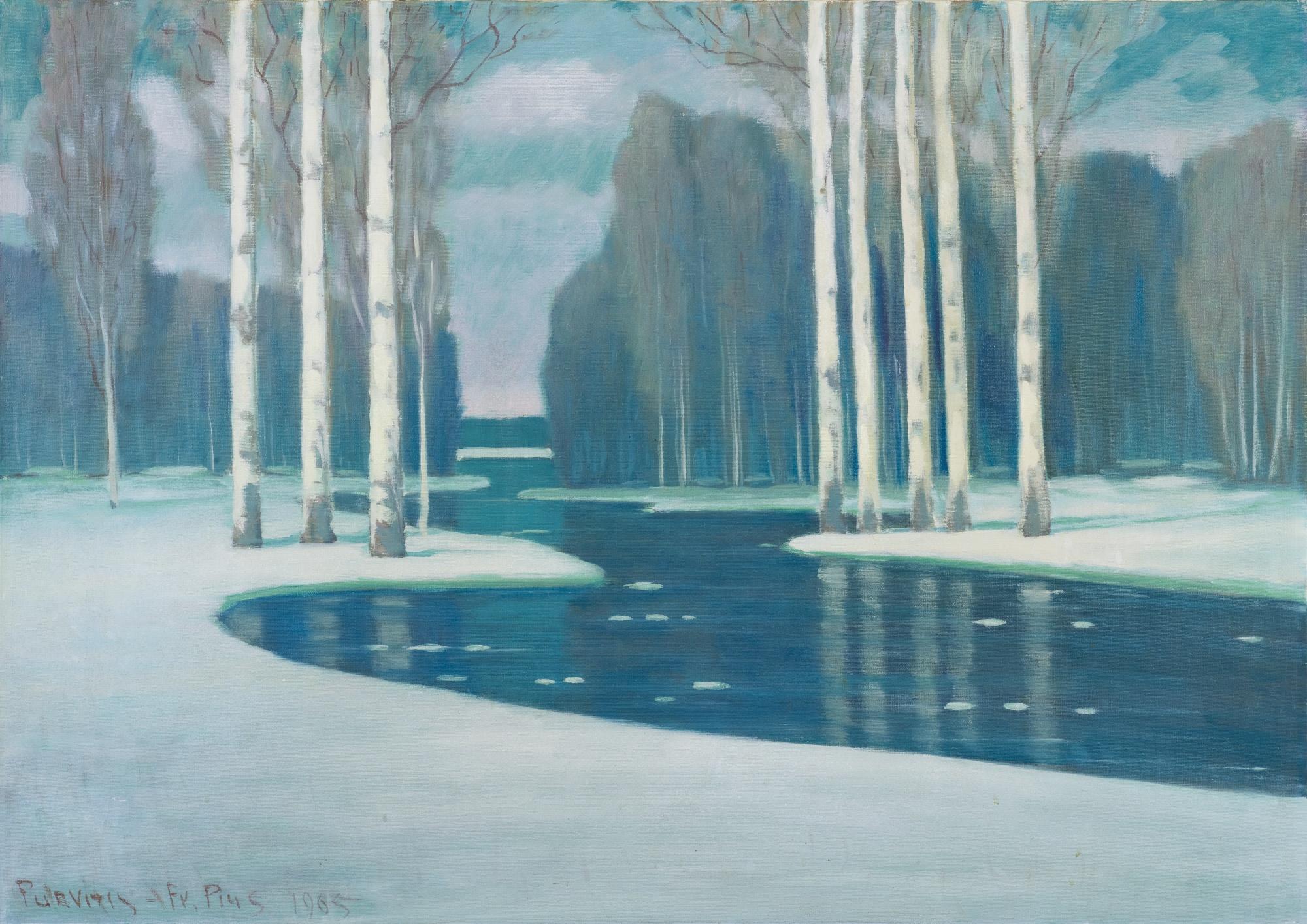 Vilhelms Purvitis - Birch Trees By A River