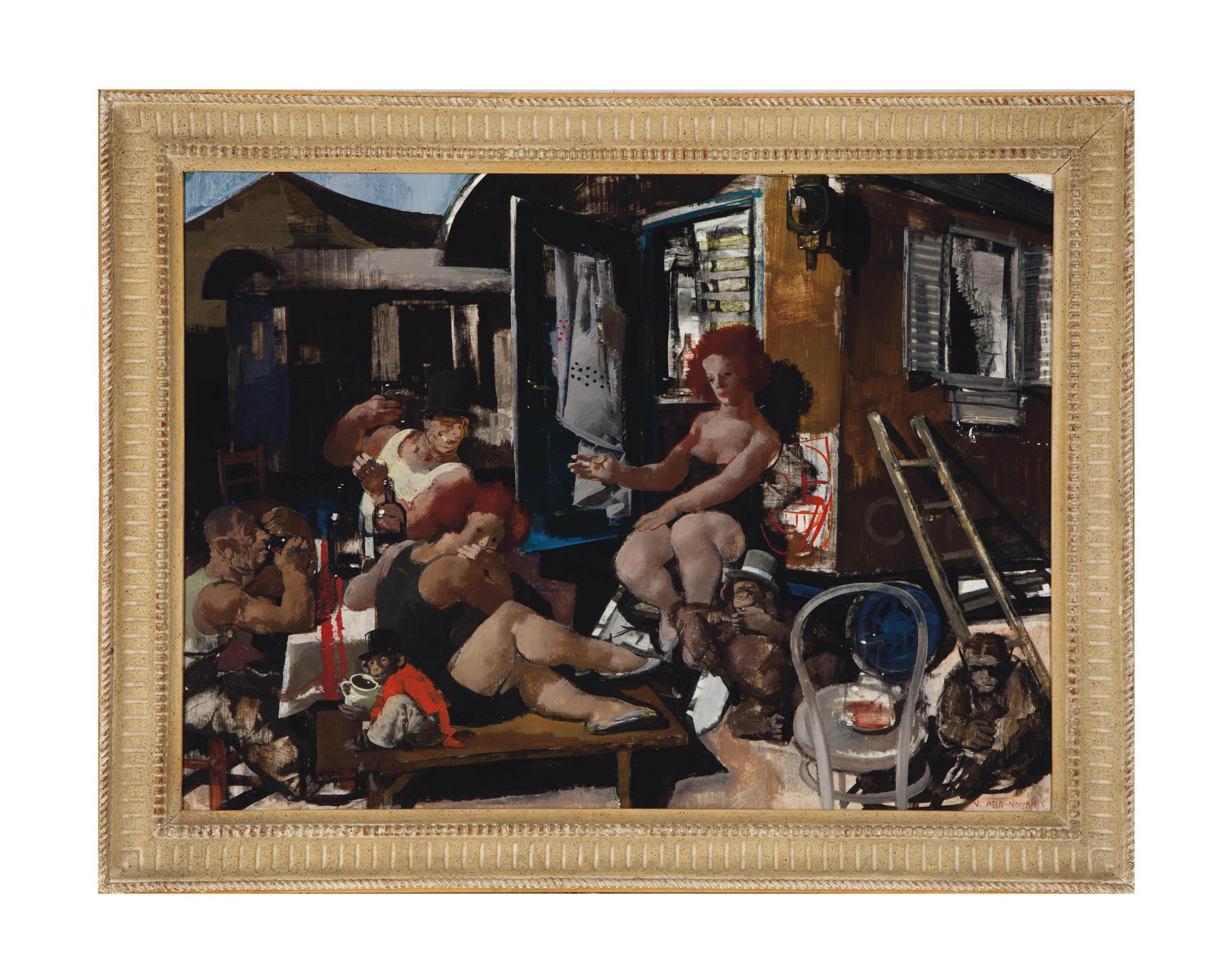 Vilmos Aba-Novák - Circus performs enjoying a leisurely afternoon