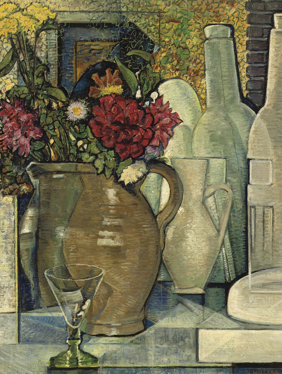 Vilmos Huszar - Vaas met bloemen - A still life with flowers in a vase