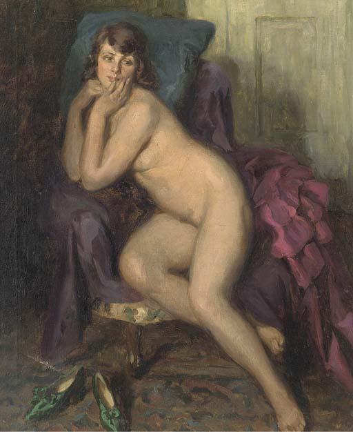 Vilmos Nagy - A seated nude