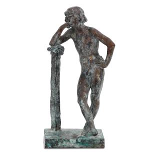 Vincent Butler RSA - a bronze sculpture of a Boy leaning on a pillar