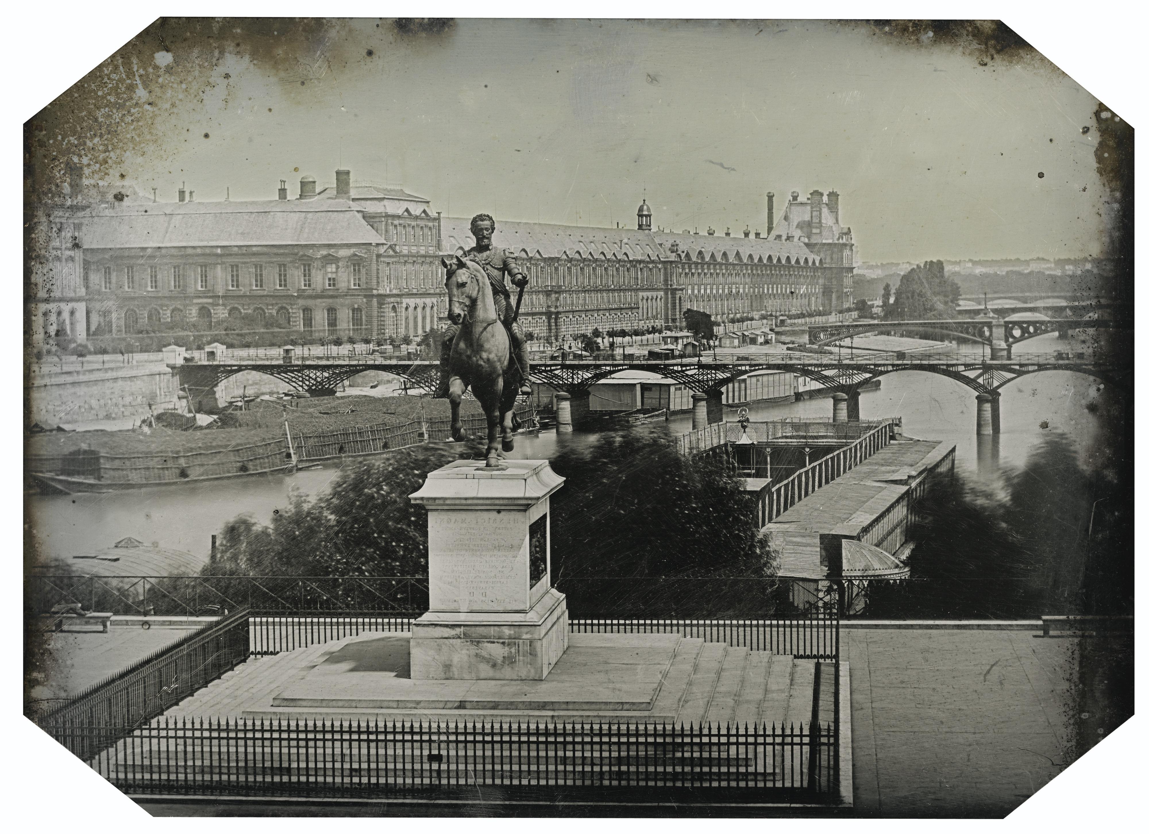 Vincent Chevalier - Vue De Paris: La Seine, Le Louvre Et La Statue D\' Henri Iv, Vers 1840Full Plate Daguerreotype. On The Reverse Of The Mount, Chevalier\'S Studio Label With Quai De L\'Horloge No 69 Address.