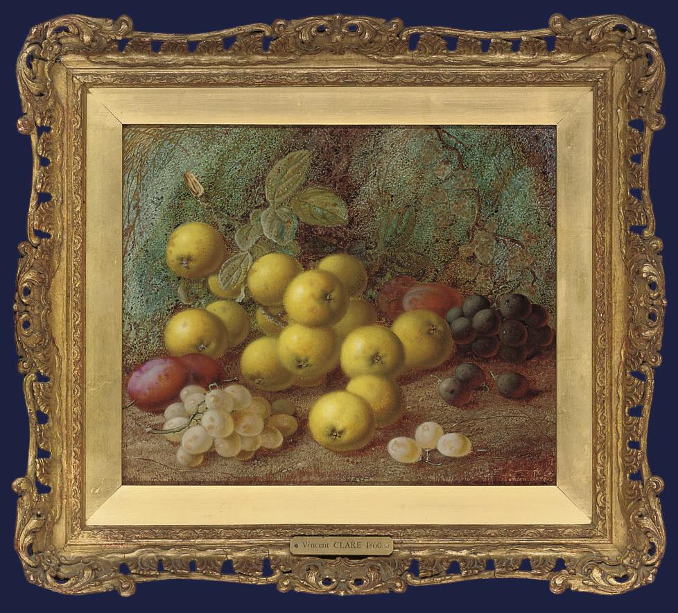 Vincent Clare - Greengages, plums and grapes on a mossy bank