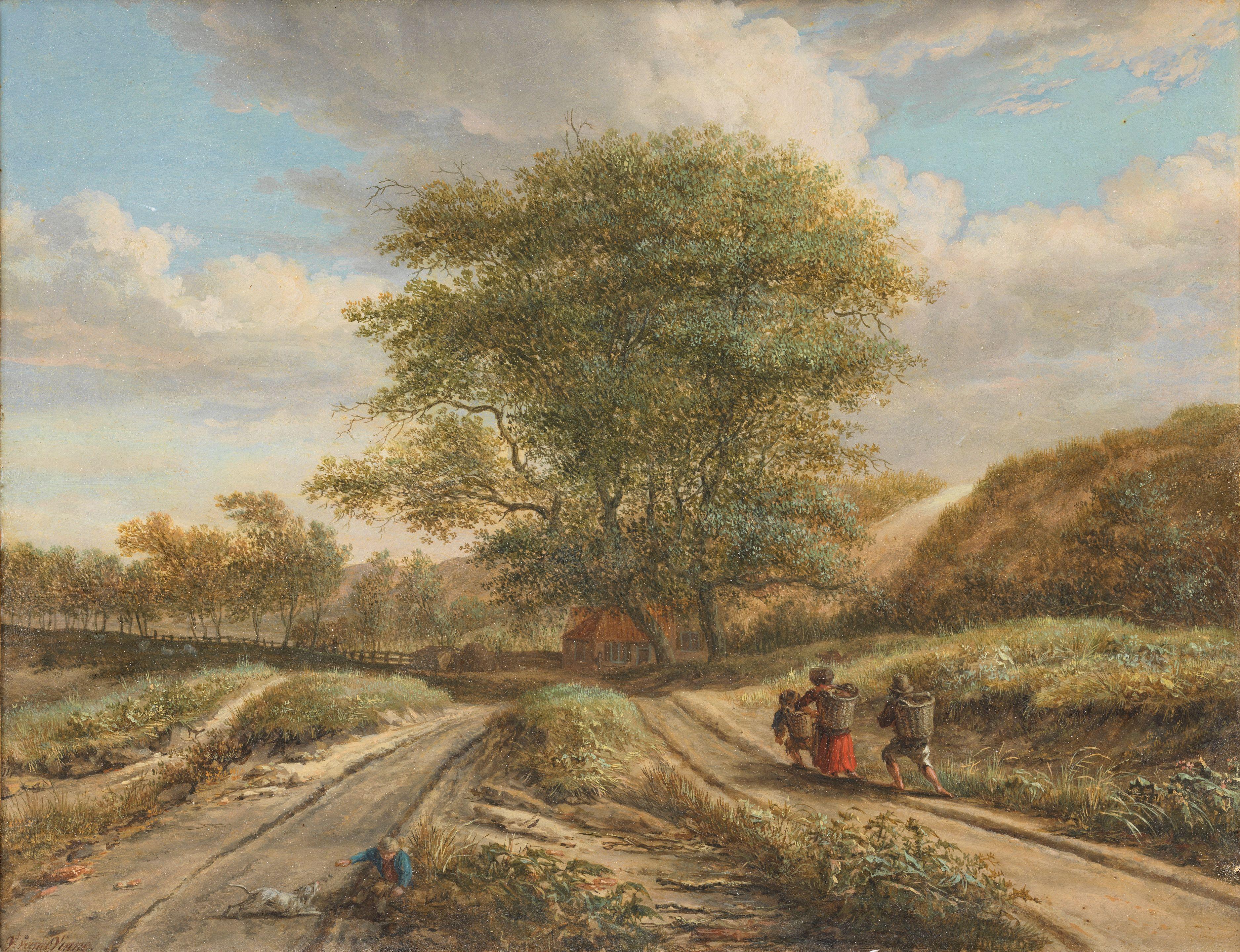 Vincent Jansz. Van Der Vinne - A Dune Landscape With Figures On A Path