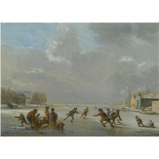 Vincent Jansz. Van Der Vinne - Winter Landscape With Skaters On A Frozen Lake