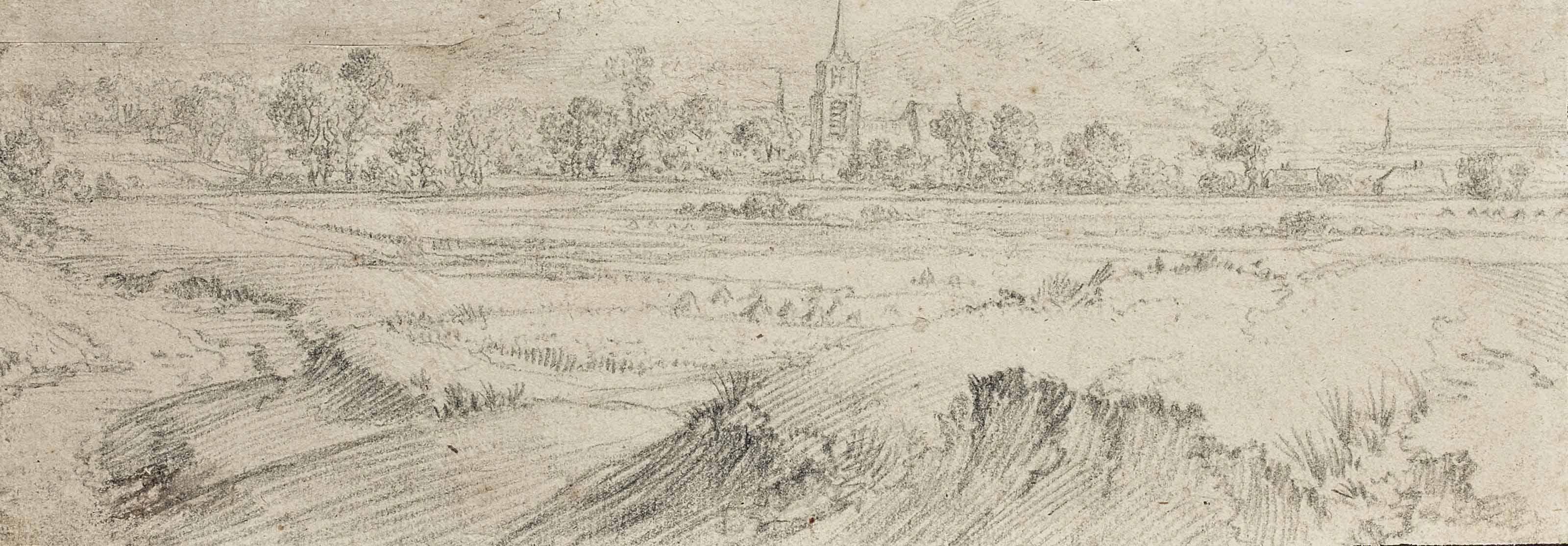 Vincent Laurentsz. Van Der Vinne - Paysage De Campagne, Une Ville À L\'Arrière-Plan