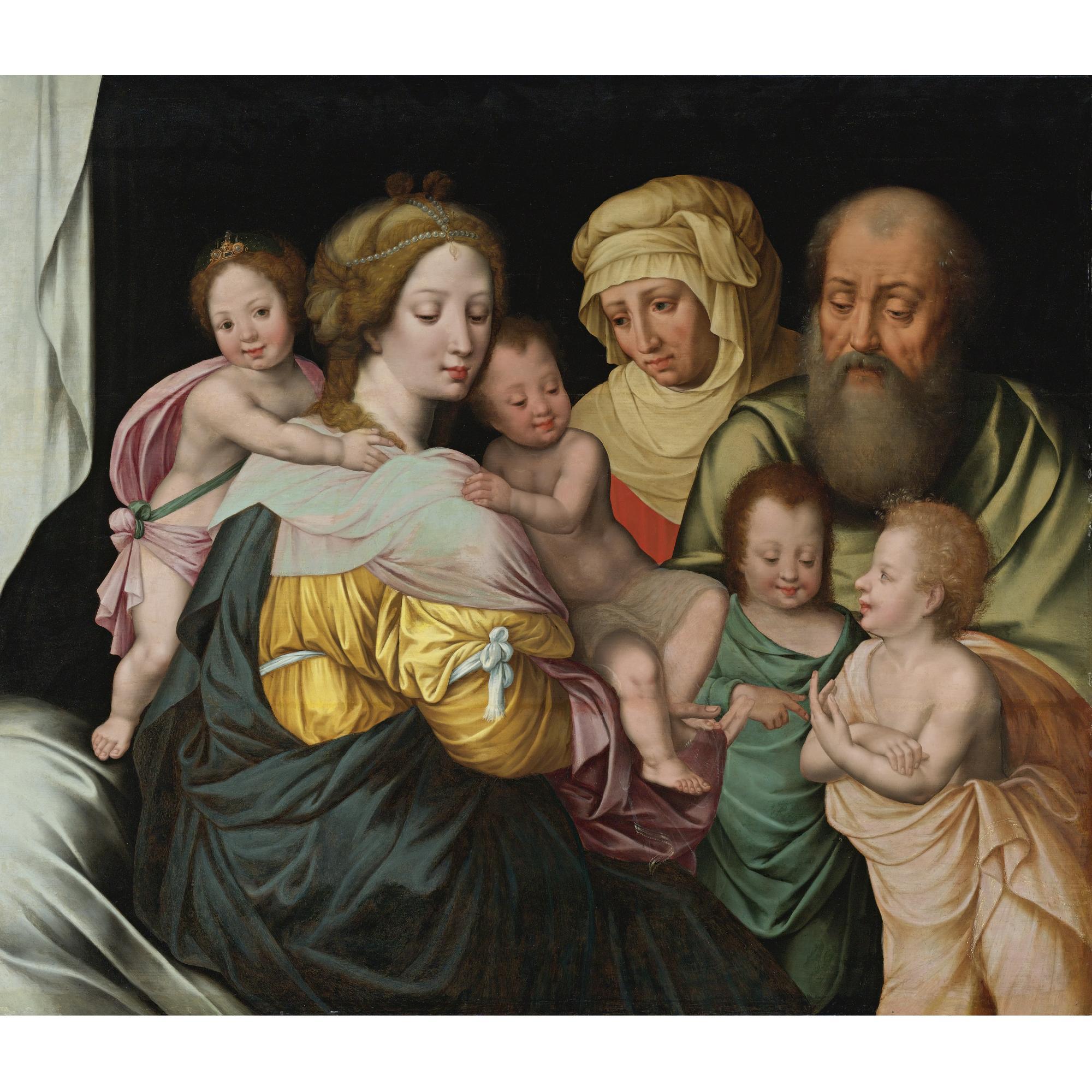 Vincent Sellaer - The Madonna And Child With Saints Elizabeth And Other Members Of The Holy Family: The Holy Kinship