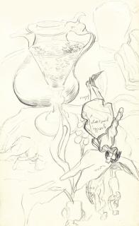 Vincent Van Gogh - Couple Walking And Still Life: Can, Books, Wineglass, Bread And Arum - Recto Sketch Of Two Women - Verso