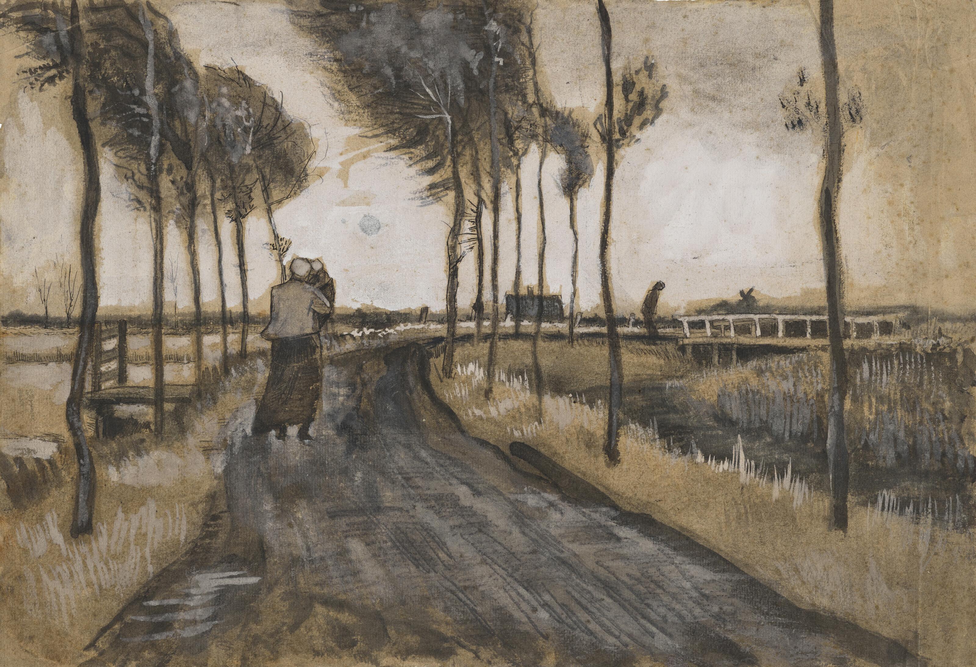 Vincent Van Gogh - Landschap met Lopende Vrouw