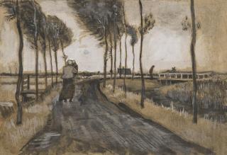 Vincent Van Gogh - Landschap met Lopende Vrouw