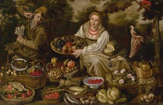Vincenzo Campi - A Fruit And Vegetable Seller, Surrounded By Her Wares
