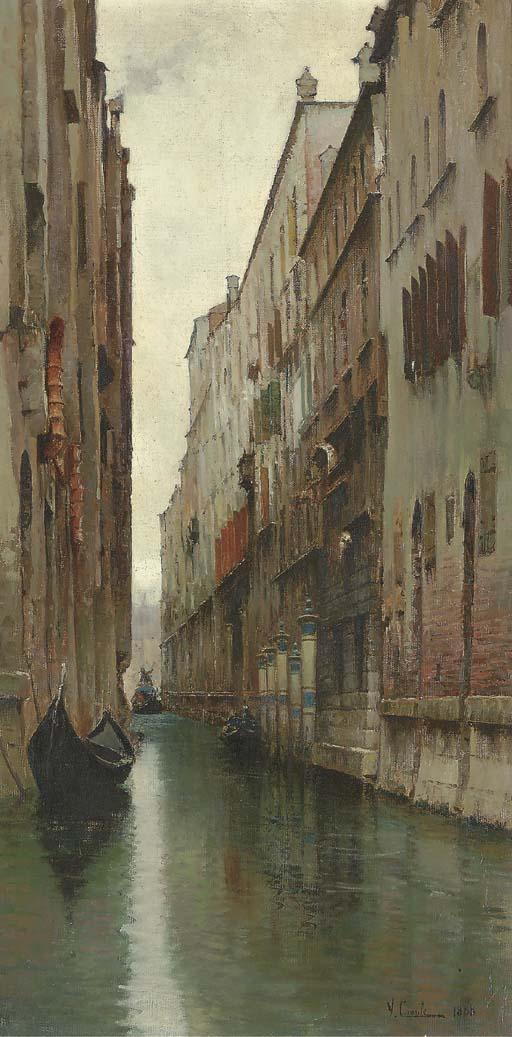 Vincenzo Caprile - A Quiet Canal, Venice