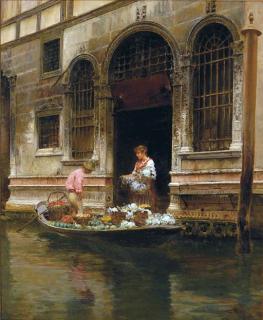 Vincenzo Caprile - Venezia, Il Fioraio In Gondola