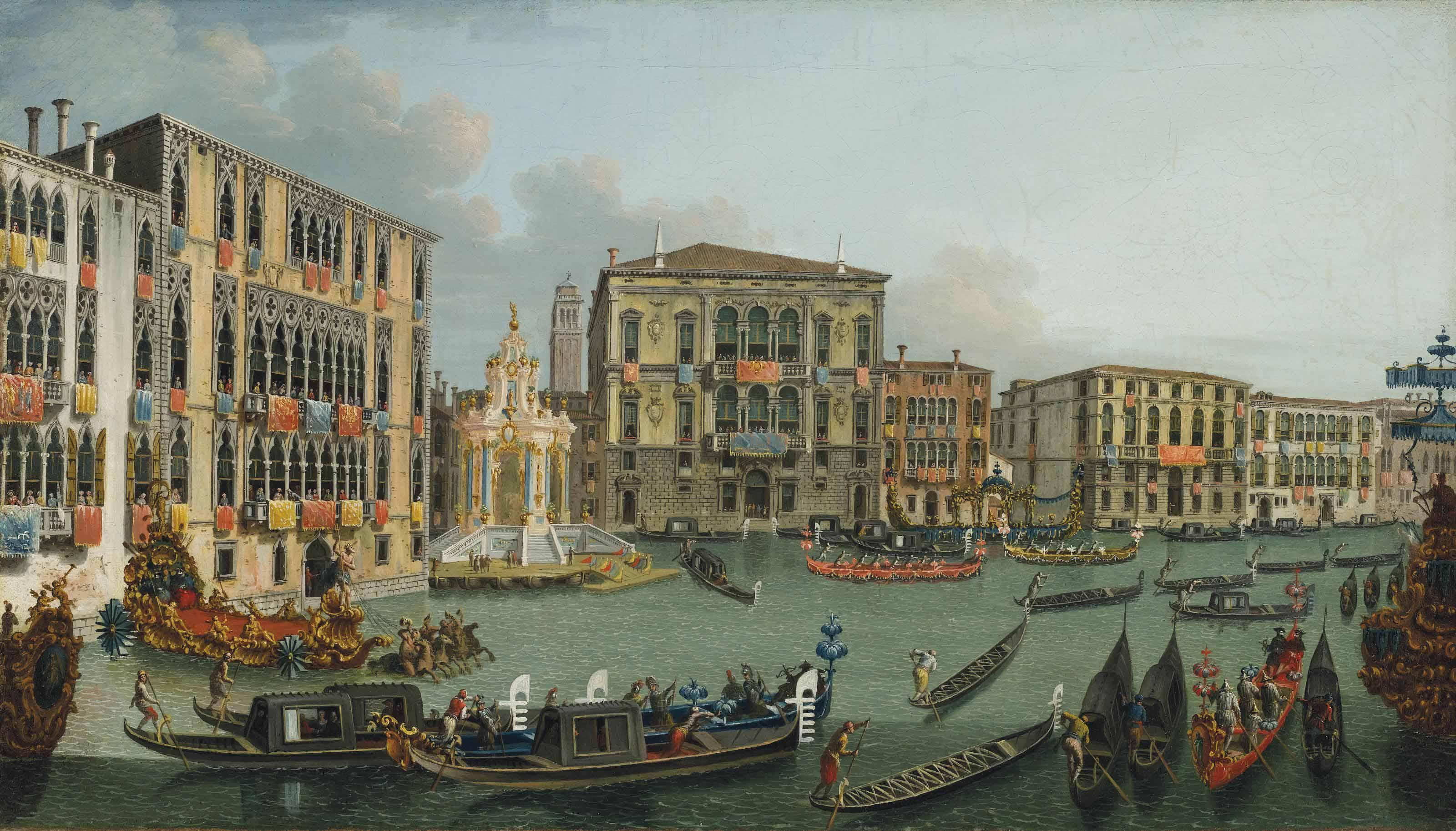 Vincenzo Chilone - The Regatta On The Grand Canal, Venice, Looking Towards The Palazzo Foscari And Palazzo Balbi