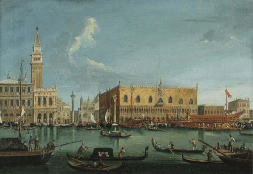 Vincenzo Chilone - Venezia, il bucintoro sul Canal Grande presso Palazzo Ducale