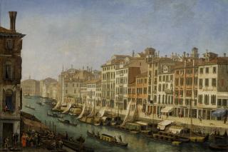 Vincenzo Chilone - Venice, A View Along A Canal With Gondolas And Figures At A Fish Market