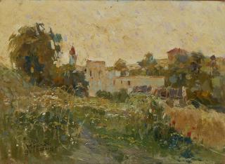 Vincenzo Ciardo - Scorcio con paese sullo sfondo