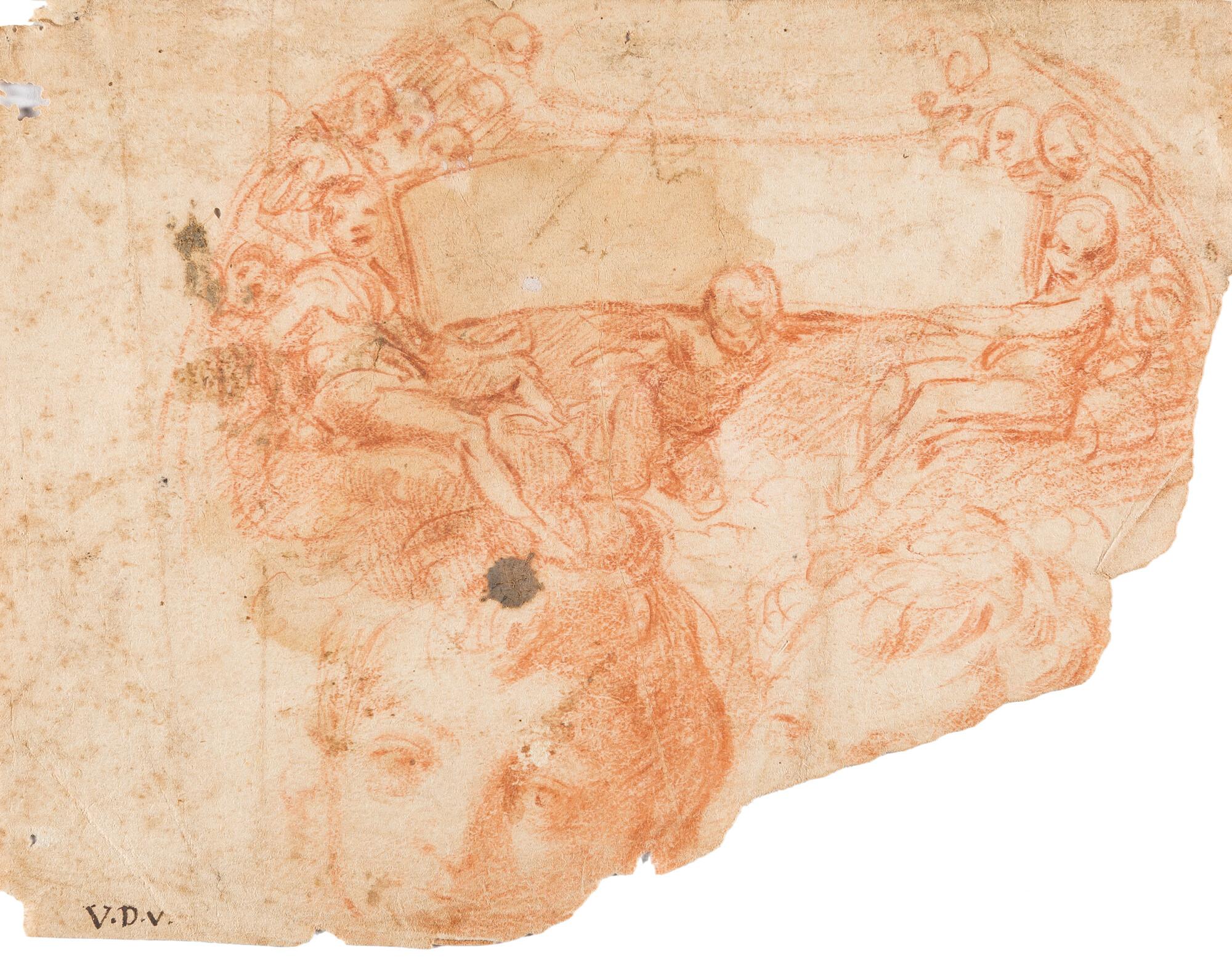 Vincenzo Dandini - Recto: Entwurf für einen Architrav. Verso: La Difesa della Legge