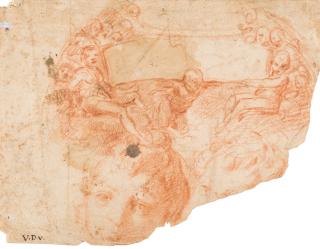 Vincenzo Dandini - Recto: Entwurf für einen Architrav. Verso: La Difesa della Legge