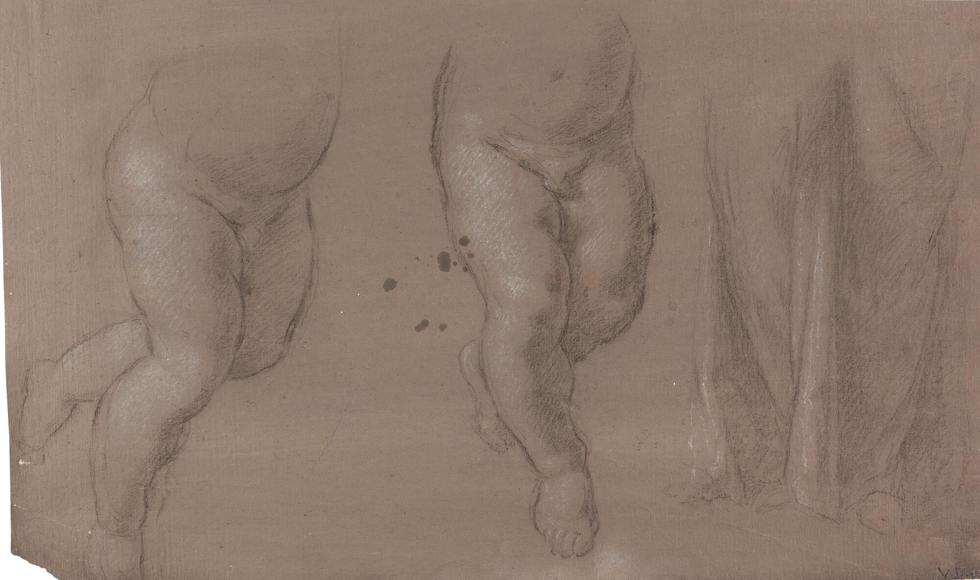 Vincenzo Dandini - Studienblatt mit Bein- und Gewandstudien zu einem Putto