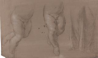 Vincenzo Dandini - Studienblatt mit Bein- und Gewandstudien zu einem Putto