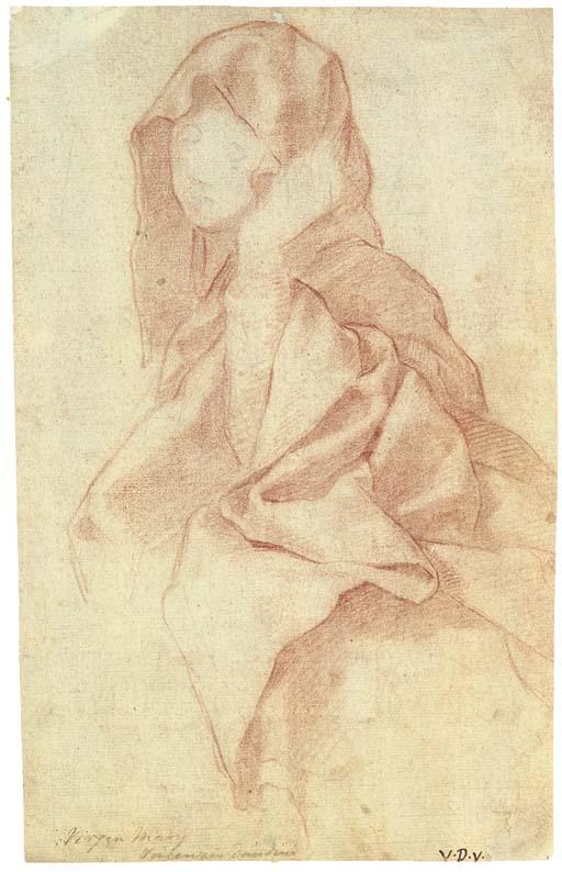 Vincenzo Dandini - Une étude pour une draperie autour de la tête de la Vierge
