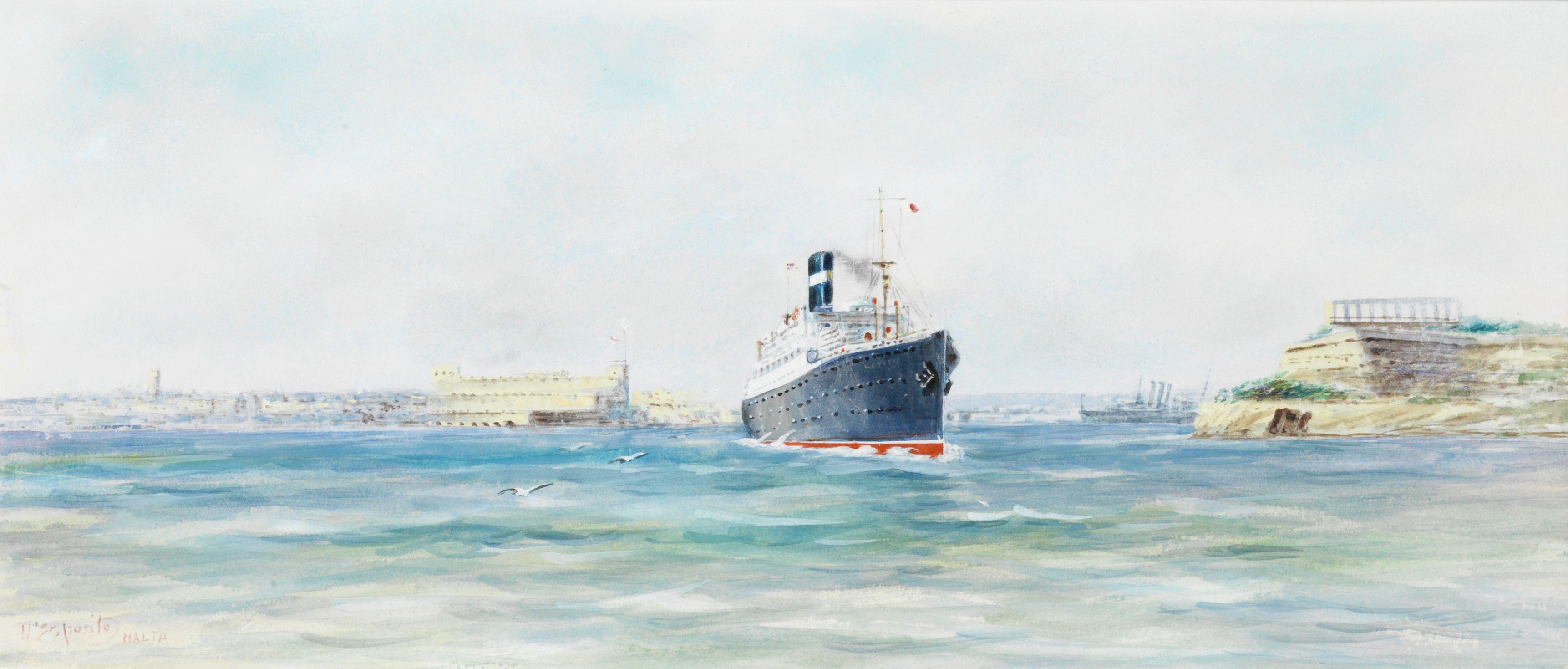 Vincenzo d\'Esposito - An ocean liner in Valletta Harbour