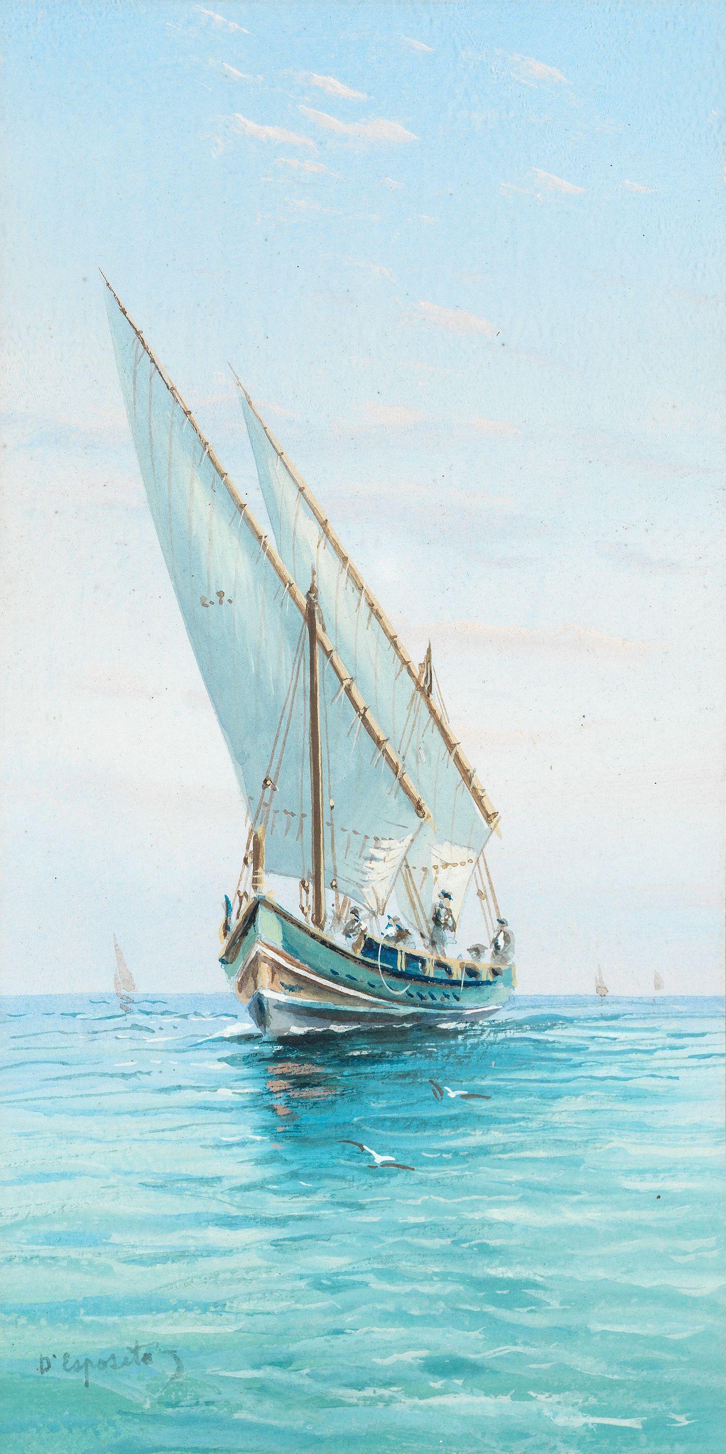 Vincenzo D\'Esposito - Maltese fishing boats, a pair